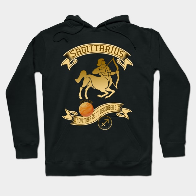 Sagittarius November 22 to December 21 Vintage Hoodie by KrasiStaleva